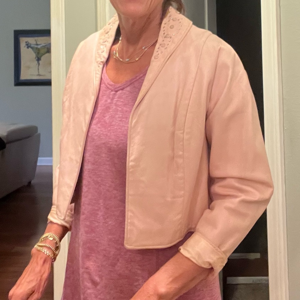 Vintage Women's Pink leather crop Jacket
